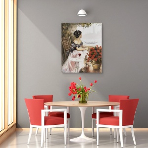 Tablou canvas - Oameni, Femeie, Oras, Peisaj, Rau, Flori, Pictura, 60 x 75 cm - Img 4
