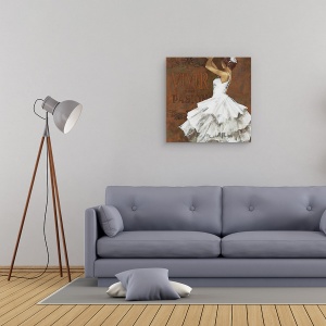 Tablou canvas - Oameni, Oameni, Dansator, Rochie Alba, Pictura, 90 x 90 cm - Img 2