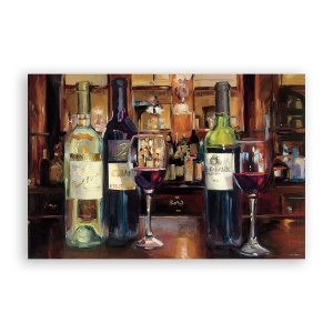 Tablou Canvas - Obiecte, Pahare, Sticle de vin, Pictura, 60 x 90 cm