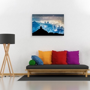 Tablou canvas - Observand Orasul, Noapte, Oras, Peisaj Urban, Silueta, Excursie, 80 x 120 cm - Img 2