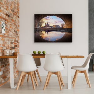 Tablou canvas - Ochiul, Paris, Notre, Dame, Apus De Soare, Reflectie, 75 x 100 cm - Img 4