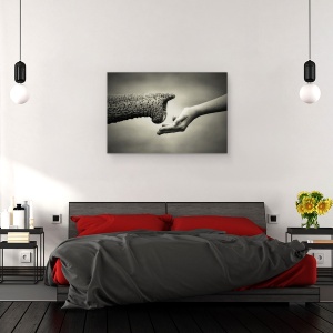 Tablou canvas - Ofera Si Primeste, Maini, Hranire, Elefant, Animal, 80 x 120 cm - Img 3