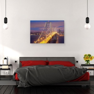 Tablou canvas - Oras, San Francisco, Pod, Podul Golfului, Seara, Lumini, 80 x 120 cm - Img 3