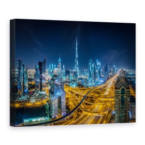 Tablou canvas - Orasul Albastru, Noapte, Turn, Modern, Drumuri, 60 x 80 cm