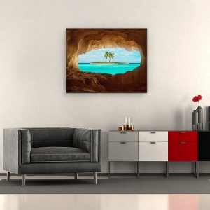 Tablou canvas - Paradis, Peisaj, Calatorie, Vacanta, Fereastra, Vedere, 60 x 75 cm - Img 2