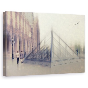 Tablou canvas - Parisul Se Trezeste, Franta, Luvru, Om, Femeie, 40 x 60 cm