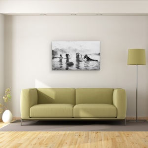 Tablou canvas - Pauza Fierbinte La Spa, Cai, Iaz, Curcan, Inot, Inot, 50 x 80 cm - Img 2