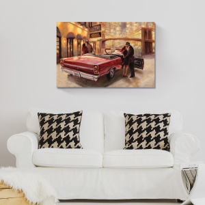 Tablou Canvas - Perechi, Iubire, Romantic, Masina Rosie, 80 x 120 cm - Img 2
