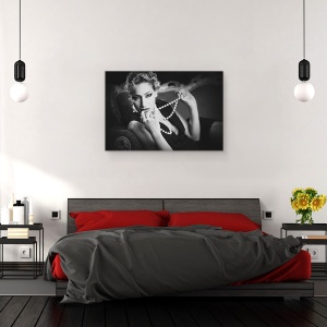 Tablou canvas - Perla, Perle, Perla, Colier, Bijuterii, Alb-Negru, 60 x 90 cm - Img 3