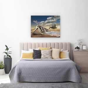 Tablou canvas - Pescarus, Barca, Pescarus, Apa, Blocati, Epava, 50 x 70 cm - Img 3