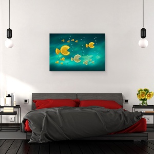 Tablou canvas - Peste In Mare, Peste, Mare, Apa, Lamai, Portocale, 80 x 120 cm - Img 3