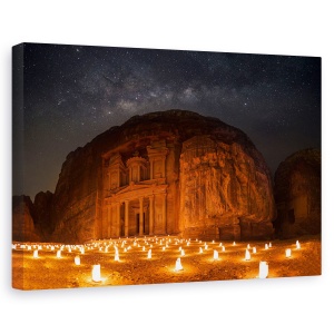 Tablou canvas - Petra Pe Timp De Noapte, Peisaj, Ruina, Ruine, Petra, Lumini, 40 x 60 cm