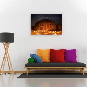 Tablou canvas - Petra Pe Timp De Noapte, Peisaj, Ruina, Ruine, Petra, Lumini, 80 x 120 cm - Img 2