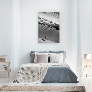 Tablou canvas - Plaja, Apa, Plaja, Alb-Negru, Valuri, 60 x 90 cm - Img 3