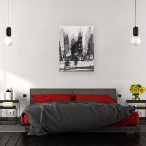 Tablou canvas - Plimbare, Gooderham, Cladirea Flatiron, Alb-Negru, 50 x 70 cm - Img 3