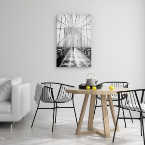 Tablou canvas - Plimbare In Viscol Pe Podul Brooklyn, Arhitectura, Strada, Alb-Negru, 60 x 90 cm - Img 4