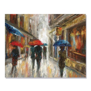 Tablou Canvas - Plimbare prin ploaie II, Ubrele, Oameni, 80 x 100 cm