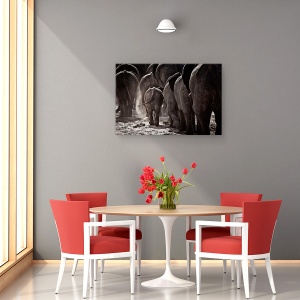 Tablou canvas - Plimbare Spre Casa, Elefant, Africa, Mers Pe Jos, Salbatic, Copil, 60 x 90 cm - Img 4