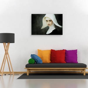 Tablou canvas - Portret, Palarie, Portret, Femeie, Model, Studio, 60 x 90 cm - Img 2