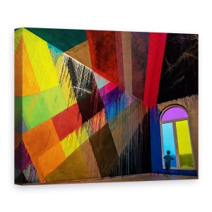 Tablou canvas - Privelistea Albastra, Curcubeu, Culoare, Fereastra, 75 x 100 cm