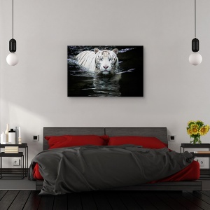 Tablou canvas - Privind la mine, privind la tine, Animal, Tigru, Scaldat, Apa, 60 x 90 cm - Img 3