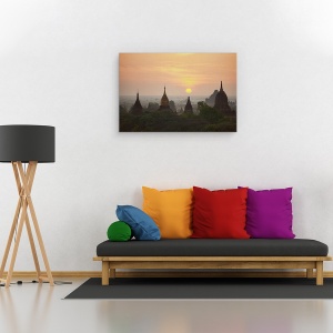 Tablou canvas - Rasarit De Soare Bagan, Myanmar, Birmania, Templu, 40 x 60 cm - Img 2