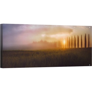 Tablou canvas - Rasarit in Toscana, Toscana, Soare, Rasarit de Soare, Zori, Dimineata, Devreme, 30 x 90 cm