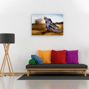 Tablou canvas - Regele Desertului, Motocros, Calaret, Yamaha, Actiune, 80 x 120 cm - Img 2