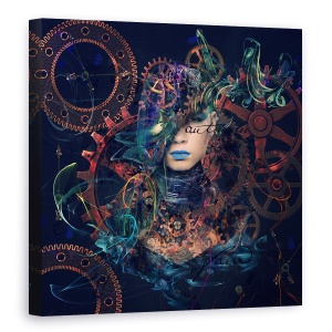 Tablou canvas - Reincarnare, Mecanism, Fata, Fantezie, Mecanic, Ceas, 60 x 60 cm