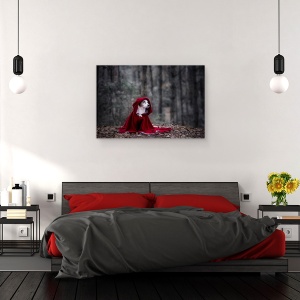 Tablou canvas - Rotkappchen, Portret, Animale, Caini, Rosu, Capota, 60 x 90 cm - Img 3
