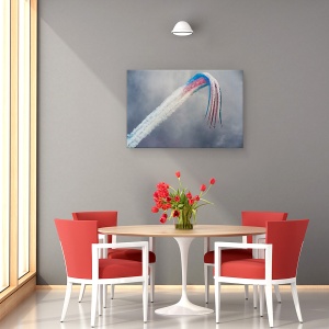 Tablou canvas - Sageti Rosii, Actiune, Formatie, Fum, Rosu, Albastru, 60 x 90 cm - Img 4