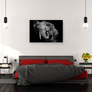 Tablou canvas - Salbatic, Elefant, Salbatic, Kenya, Alb-Negru, Safari, 80 x 120 cm - Img 3