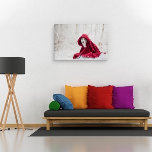 Tablou canvas - Scufita Rosie In Timpul Iernii, Portret, Caine, Rosu, 60 x 90 cm - Img 2
