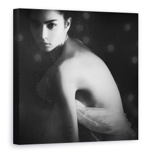 Tablou canvas - Secrete, Alb-Negru, Studio, Model, Portret, Persoana, 90 x 90 cm