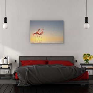 Tablou canvas - Serenitate II, Flori, Flamingo, Apa, Rosu, 60 x 90 cm - Img 3