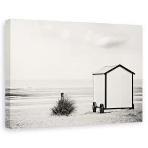 Tablou canvas - Sfarsitul Sezonului, Plaja, Nisip, Alb, Cabina, Mare, 40 x 60 cm
