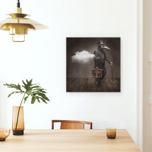 Tablou canvas - Si Apoi A Sosit, Om, Masca, Nor, Fum, Baston, 90 x 90 cm - Img 4