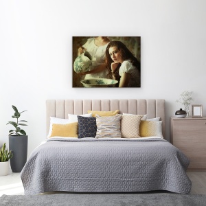 Tablou canvas - Spalarea Parului, Portret, Vintage, Retro, Portelan, Tonifiat, 50 x 70 cm - Img 3