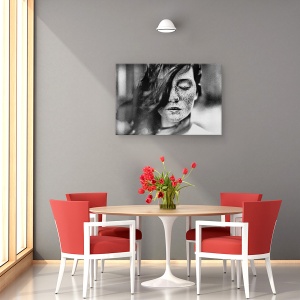 Tablou canvas - Sperante Nevazute, Pistrui, Portret, Alb-Negru, Ochi, Stare De Spirit, 40 x 60 cm - Img 4