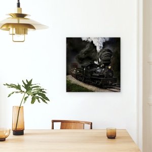 Tablou canvas - Sufla In Fluier, Abur, Tren, Fum, Feroviar, Cale Ferata, 60 x 60 cm - Img 4