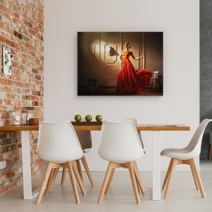 Tablou canvas - Tango, Rochie, Moda, Rosu, Femeie, Doamna, 50 x 70 cm - Img 4