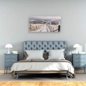 Tablou canvas - Tara Minunilor De Iarna, Drum, Mod, Peisaj, Iarna, Gard, 50 x 100 cm - Img 3