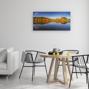 Tablou canvas - Toamna, Peisaj, Panorama, Reflectie, Oglinda, Padure, 50 x 100 cm - Img 4