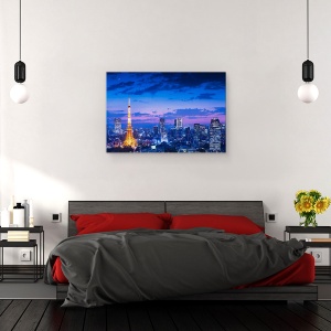 Tablou canvas - Tokyo - Vedere Nocturna, Noapte, Apus De Soare, Oras, Japonia, 80 x 120 cm - Img 3