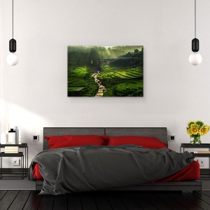 Tablou canvas - Traversarea Podului Frumos, Peisaj, Tren, Lumina, Cale Ferata, 60 x 90 cm - Img 3