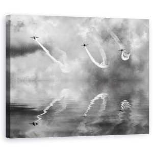 Tablou canvas - Trei Pasari Din Otel, Actiune, Jet, Avioane, Luptatori, 60 x 75 cm