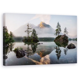 Tablou Canvas - Trezirea Naturii, Peisaj Marin, Apa, Copac, Brad, Pin, Dimineata, 50 x 80 cm