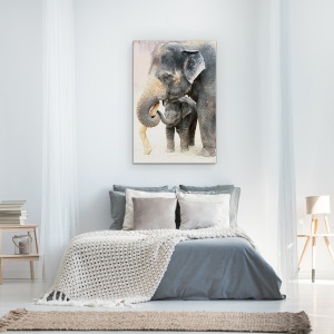 Tablou Canvas - Two, Elefant, Gradina Zoologica, Animale, Tineri, Baby, 60 x 90 cm - Img 3