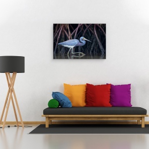 Tablou canvas - Urmarire In Mangrove, Pasare, Natura, Apa, Radacini, 60 x 90 cm - Img 2