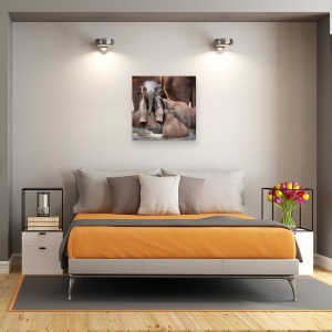 Tablou canvas - Victor Cel Mandru Sau Stralucirea Invingatorului, Animale, Elefant, Baie, Scaldat, 60 x 60 cm - Img 3